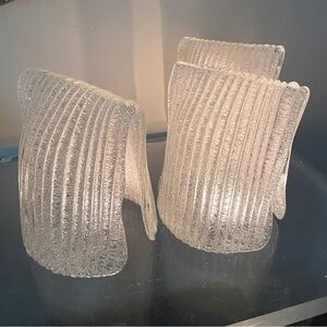 Vintage Handblown Rippled Glass Waterfall Sculptures - set of 3